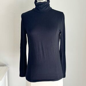 Black lightweight modal turtleneck top, Medium